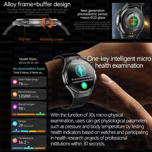 Ceas inteligent medical NFC 2025 cu monitorizare sănătate - Venduqo
