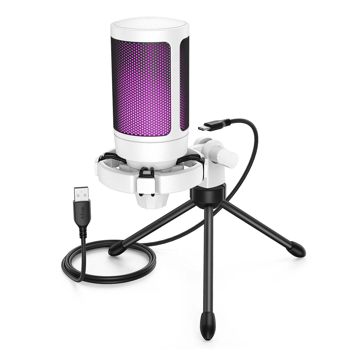 Microfon de Gaming RGB USB AmpliGame - Mute cu Atins Ușor, Tripod Inclus - Venduqo