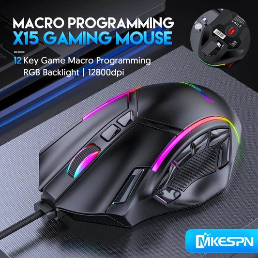 RGB Gaming Mouse 12800DPI with 12 Programmable Buttons