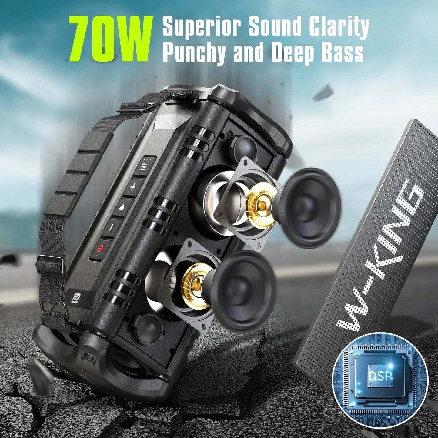 Difuzor Portabil Bluetooth W-KING D8 - 90W Peak, Waterproof - Venduqo