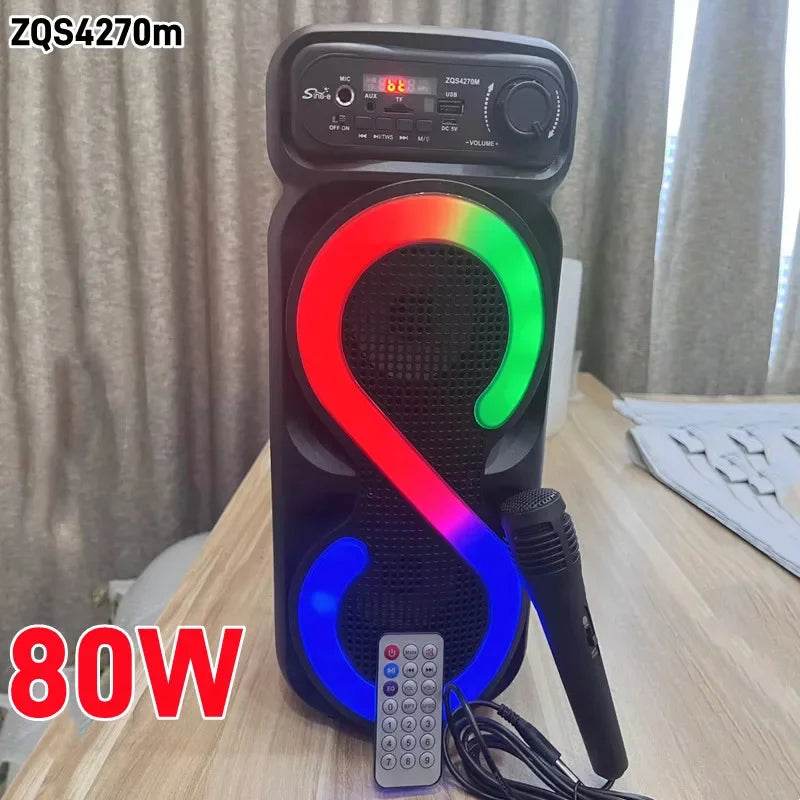 Box Portabilă Bluetooth 80W cu Subwoofer și Microfon - Venduqo