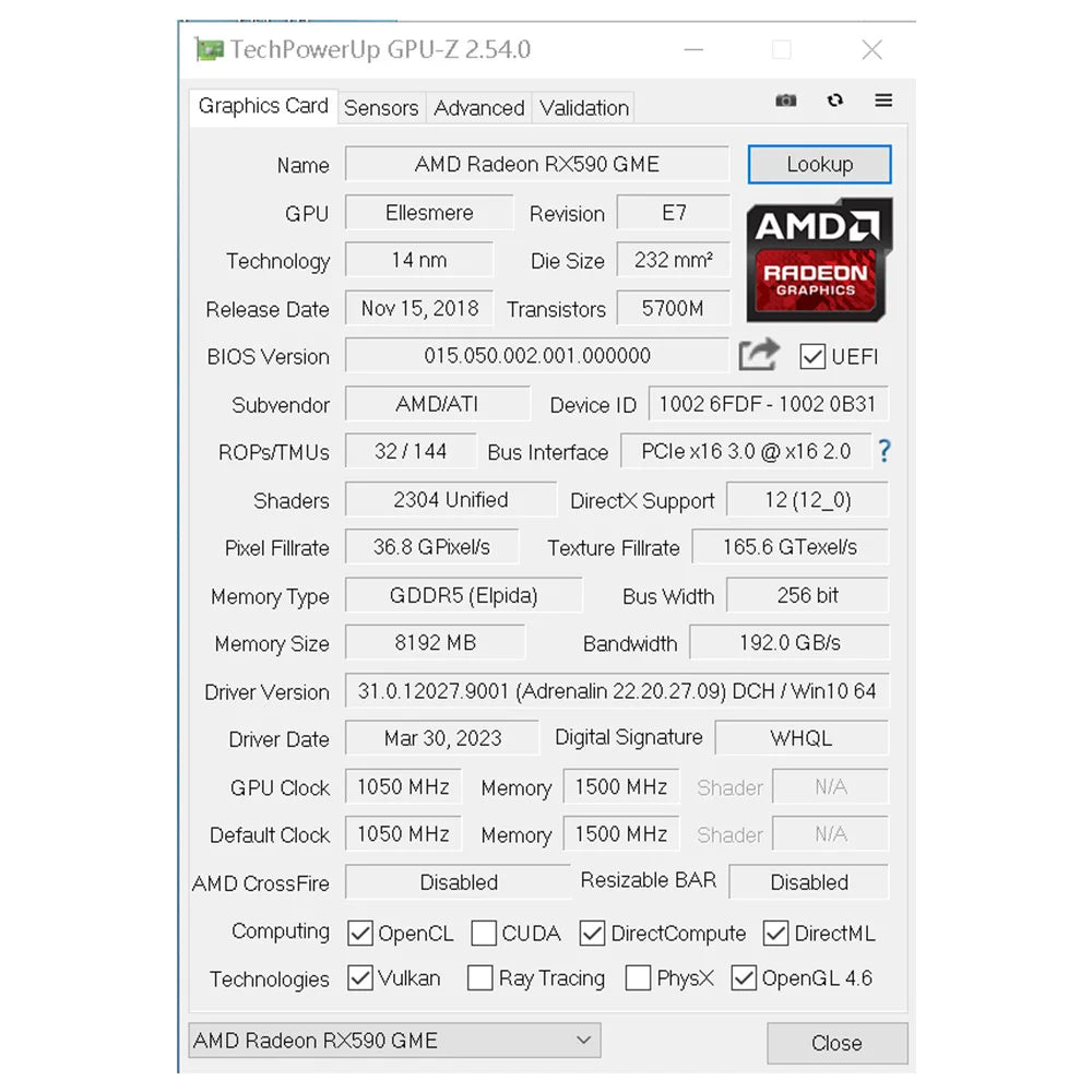 MAXSUN RX 590 GME 8GB GDDR5 Graphics Card