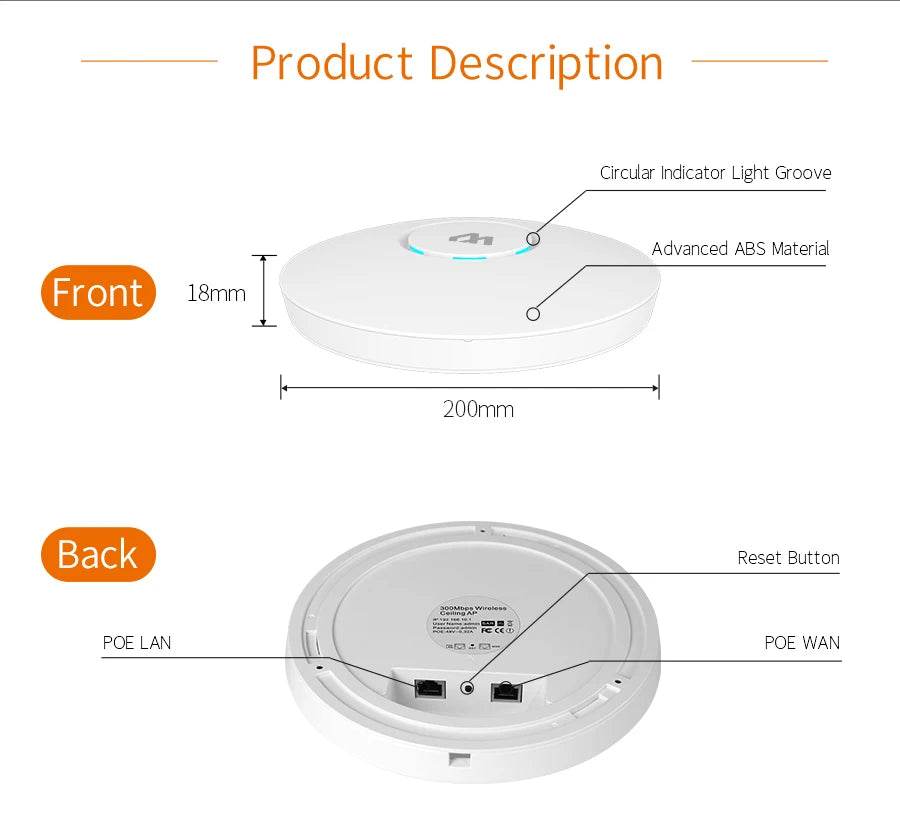 COMFAST CF-E320V2 300Mbps Wireless Ceiling Access Point - Venduqo