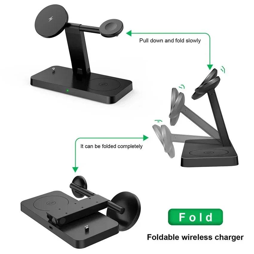 Încărcător Wireless Magnetic 4 în 1 pentru iPhone 12-15, iWatch și AirPods - Venduqo