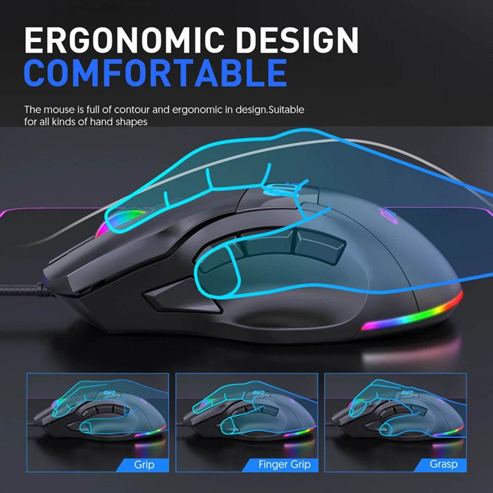 Mouse de Gaming Wired 12000 DPI cu 7 Butoane LED - Venduqo