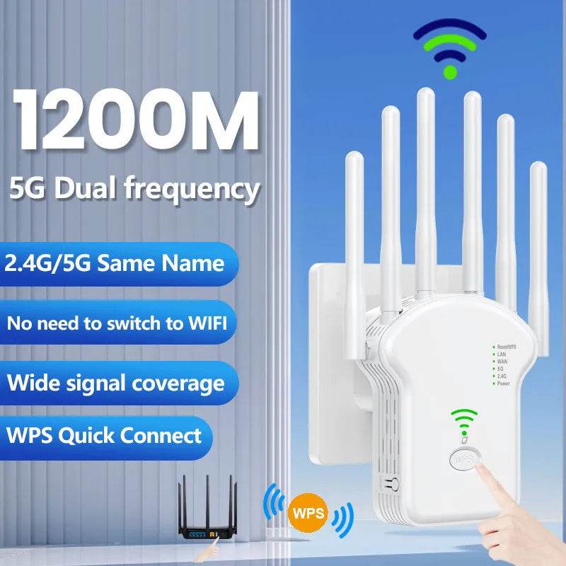Repetitor WiFi 1200Mbps Dual Band Amplificator Semnal - Venduqo