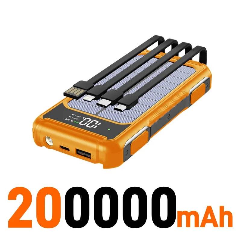 Bancă de putere solară 500000mAh 4 în 1 cu cablu încorporat - Venduqo