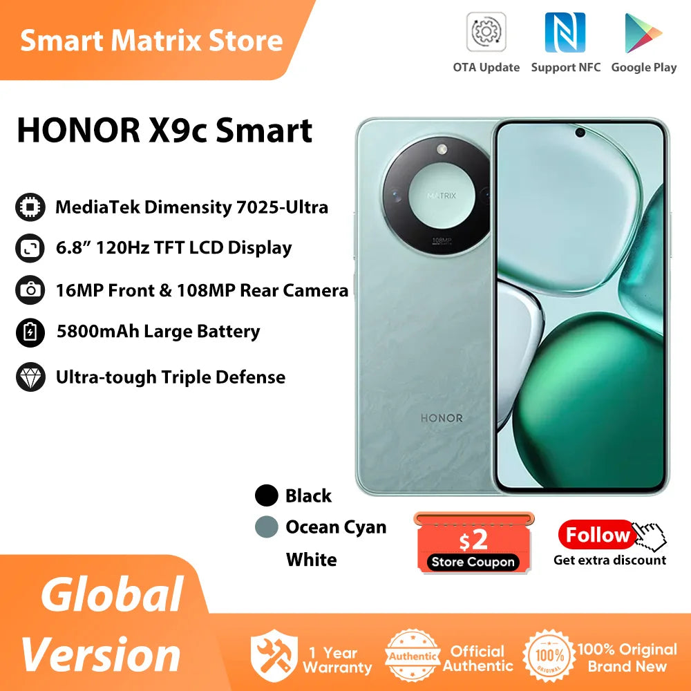HONOR X9c 5G Smartphone - 6.8" Display & 108MP Camera