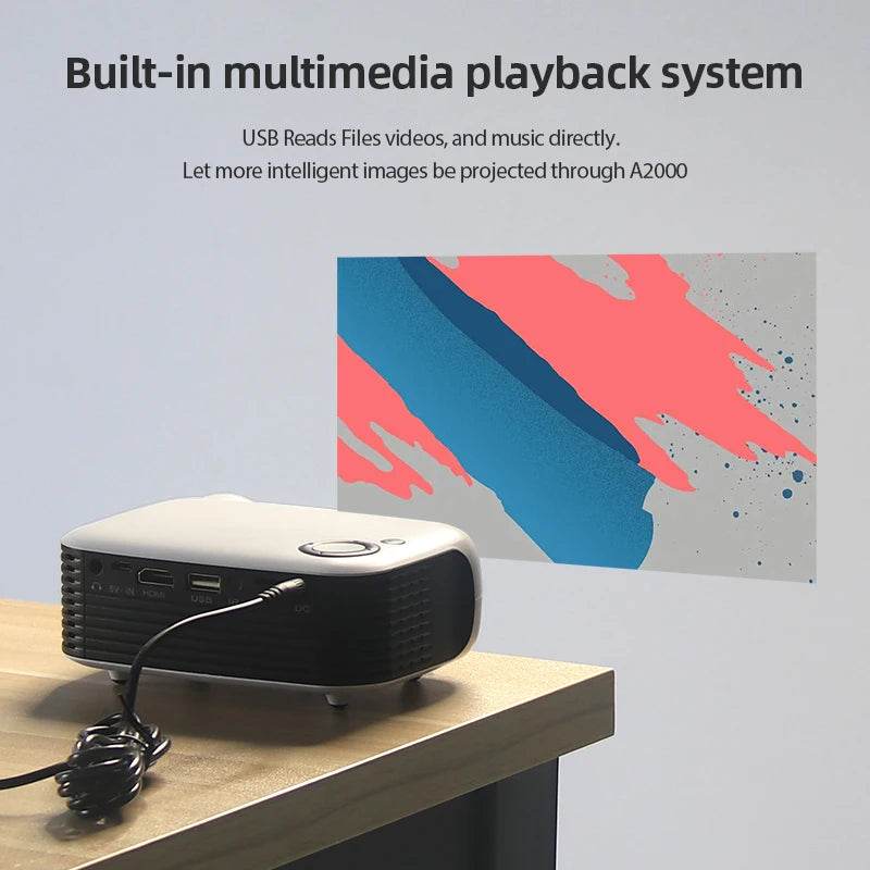 Proiector Mini Portabil A2000 3D LED pentru Cinema Acasă - Venduqo