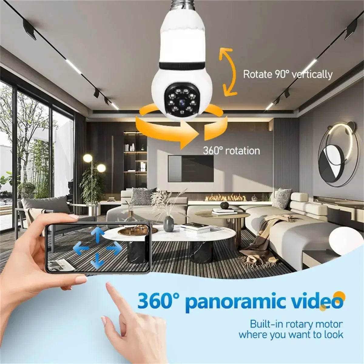 Cameră WiFi E27 8MP cu Viziune Nocturnă Color - Venduqo