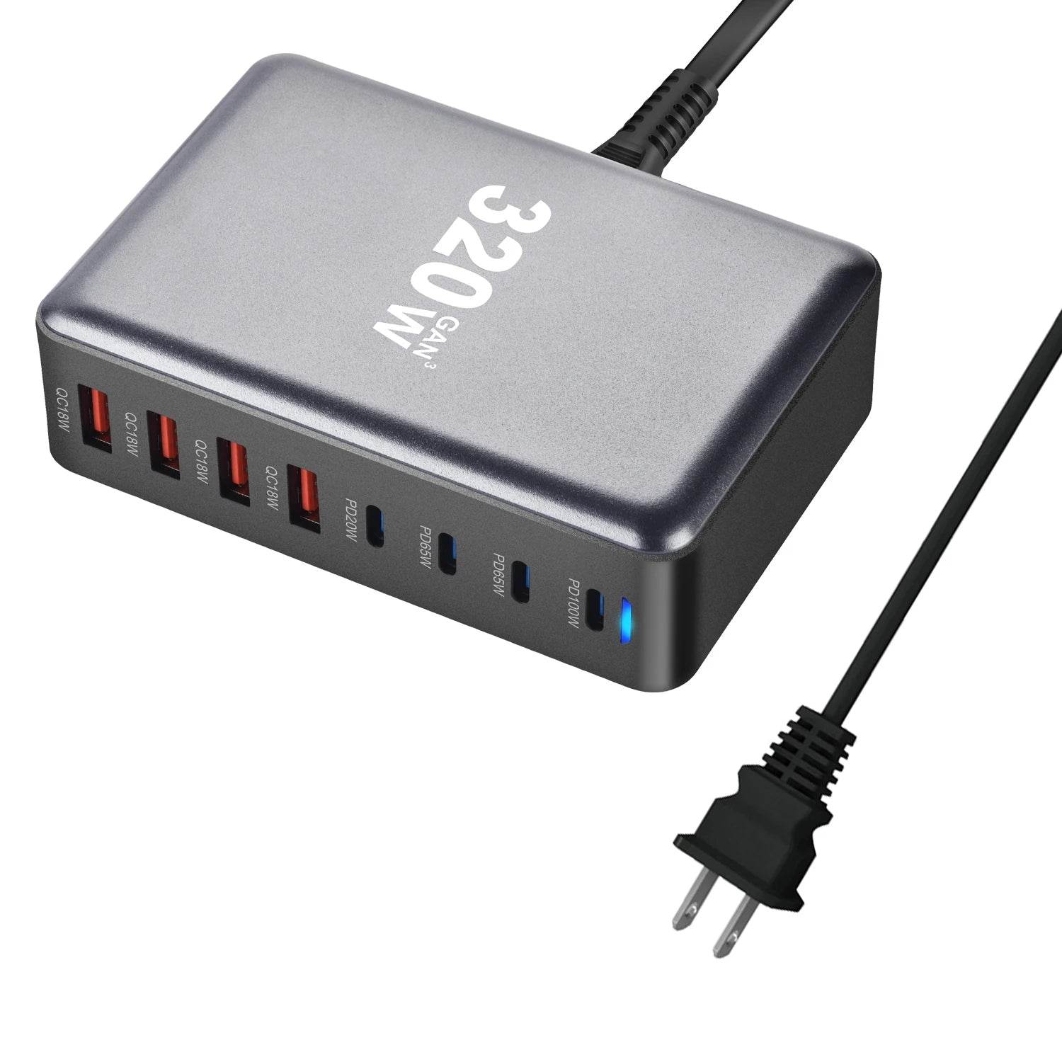 Încărcător GaN 320W USB C Rapid cu 8 Porturi - Venduqo