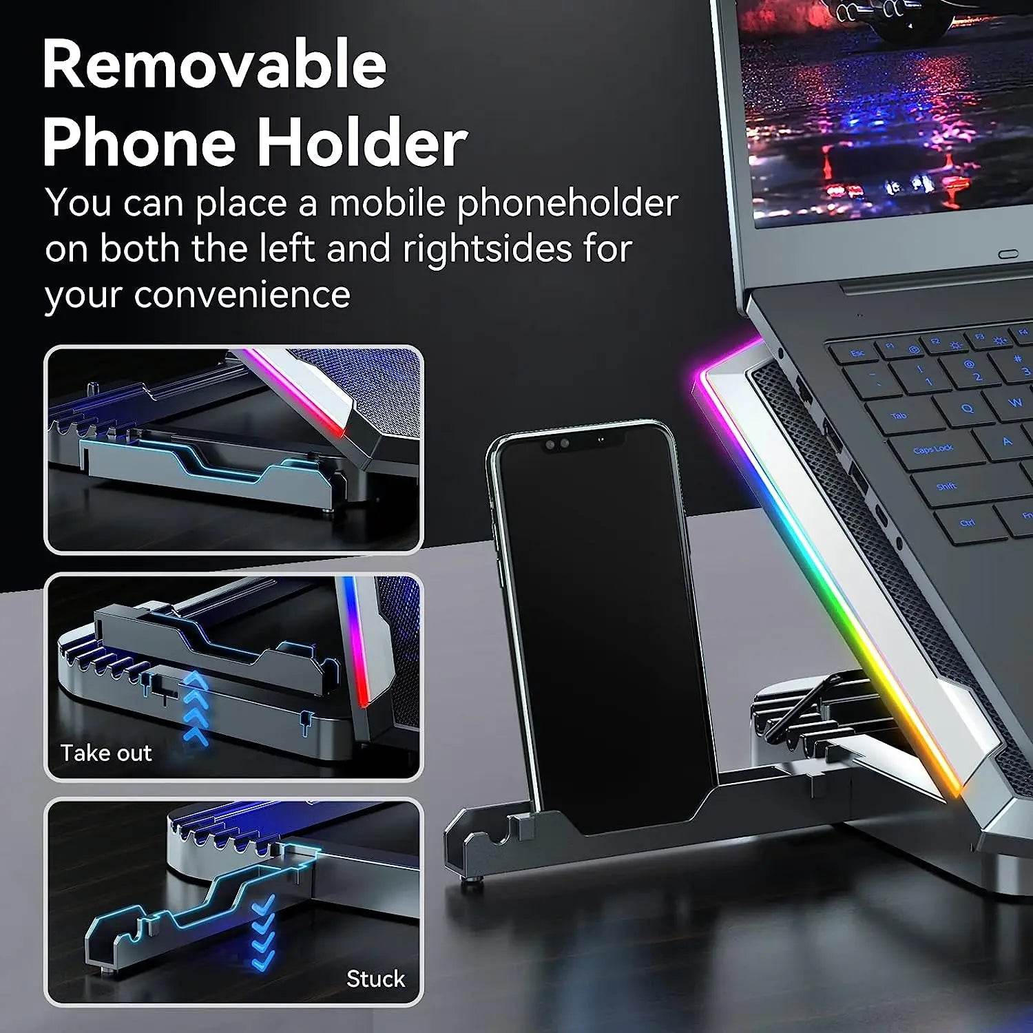 Pad de Răcire pentru Laptop de Gaming cu 8 Ventilatoare RGB - Venduqo