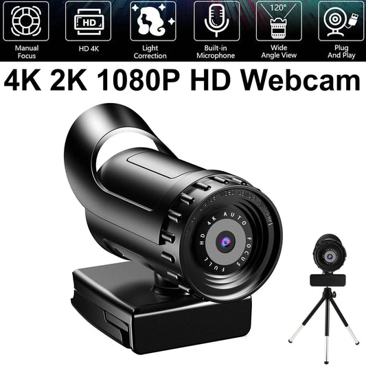4K Full HD Webcam with Microphone for Streaming & Conferencing