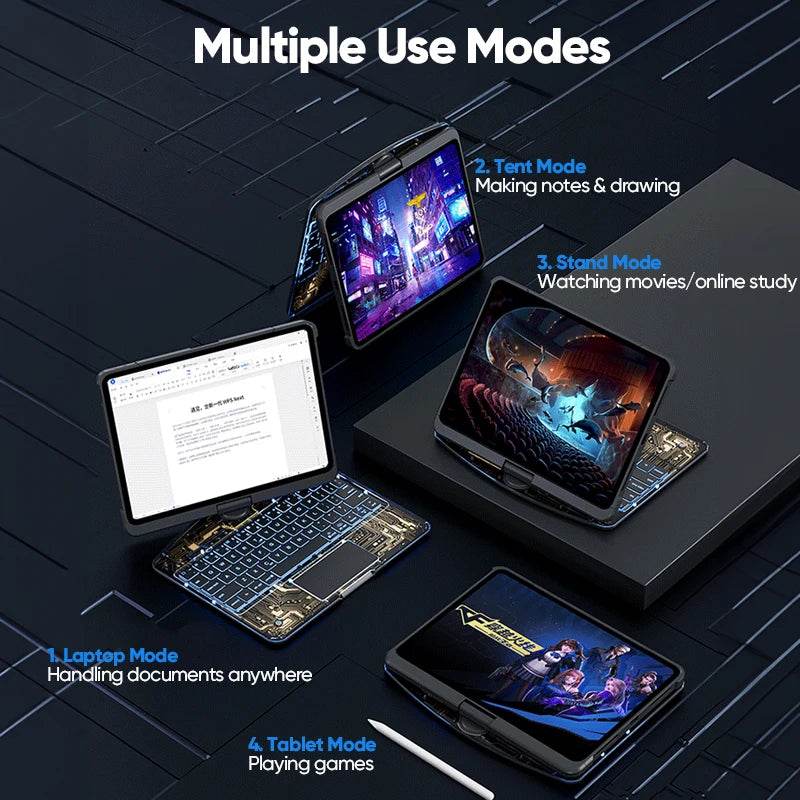 Tastatură Magică Rotativă Transparentă pentru iPad Air 6 și Pro 12.9 - Venduqo