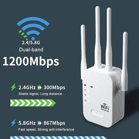Repetitor WiFi 1200Mbps - Extensor Semnal Dual-band 5G & 2.4G - Venduqo