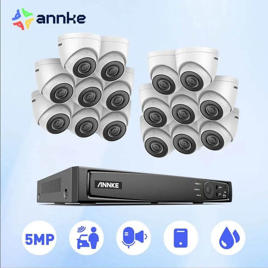 ANNKE 16CH FHD 5MP POE Video Security System with 16 Cameras