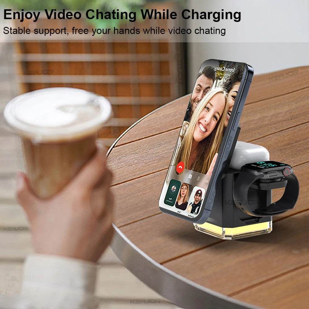 Încărcător Wireless 3 în 1 cu Suport Magnetic pentru iPhone 16-12 - Venduqo