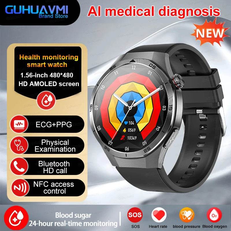 Ceas inteligent medical NFC 2025 cu monitorizare sănătate - Venduqo