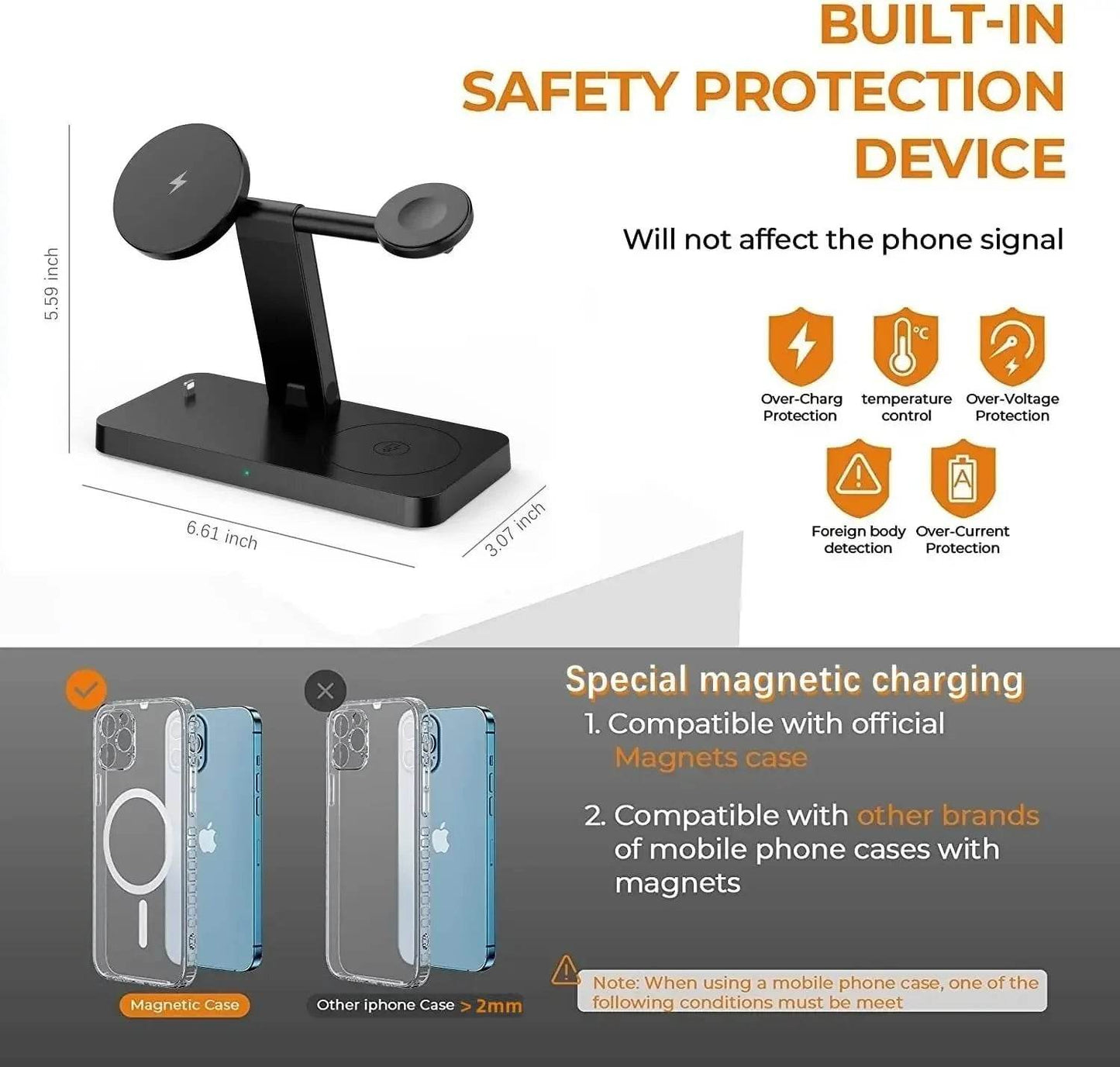 Încărcător Wireless Magnetic 4 în 1 pentru iPhone 12-15, iWatch și AirPods - Venduqo