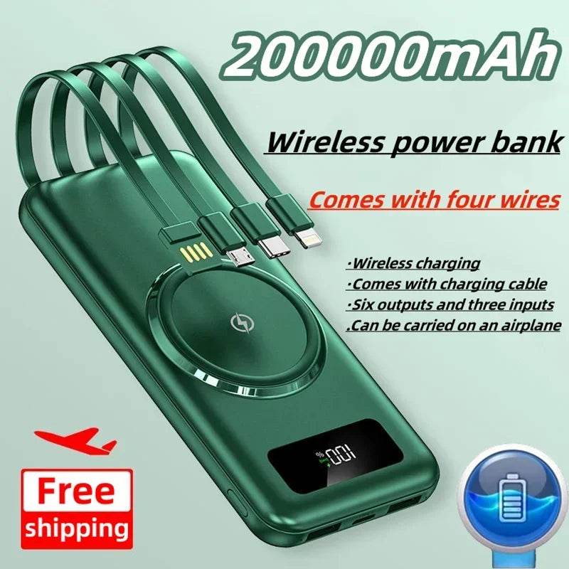 Bancă de alimentare wireless 200000mAh, încărcare rapidă - Venduqo
