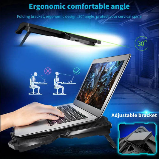 TISHRIC Laptop Cooler Stand cu 4 Ventilatoare pentru Laptop - Venduqo