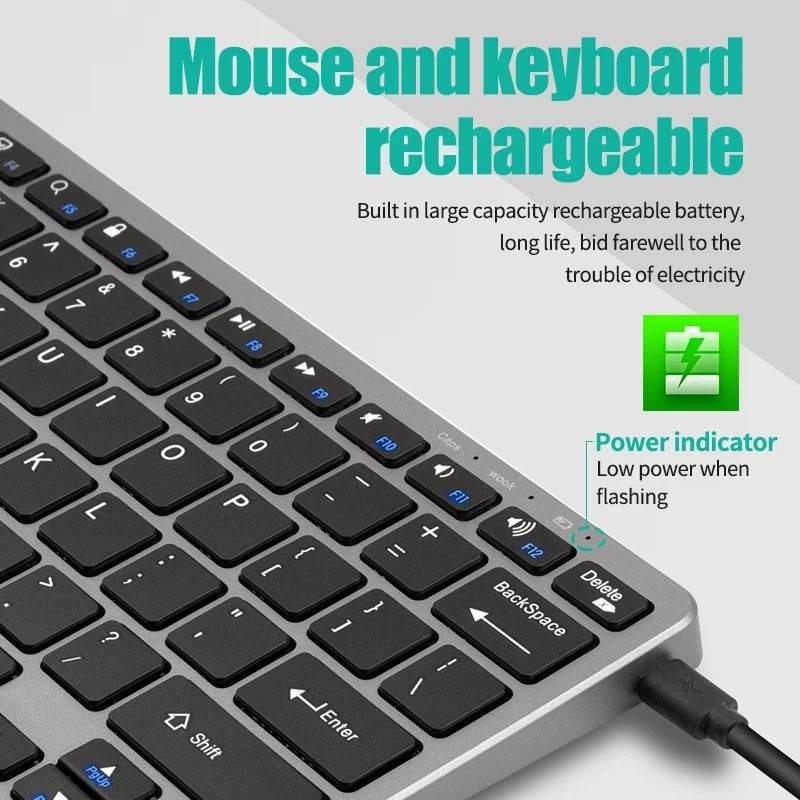 Set Tastatură și Mouse Wireless Bluetooth 2.4G Reîncărcabil - Venduqo