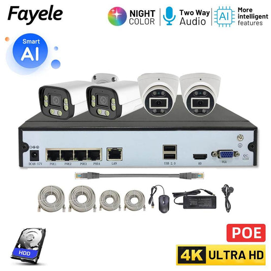 H.265 4CH Ultra HD 4K POE Security System with 8MP NVR