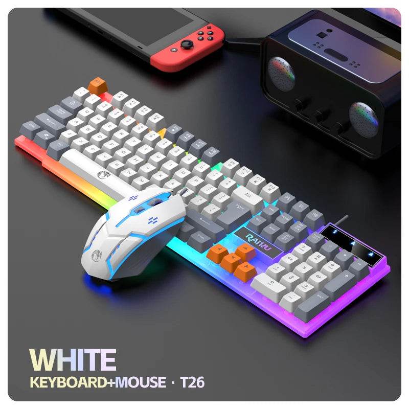 Set Tastatură și Mouse RAIKU T26 cu Iluminare RGB - Venduqo