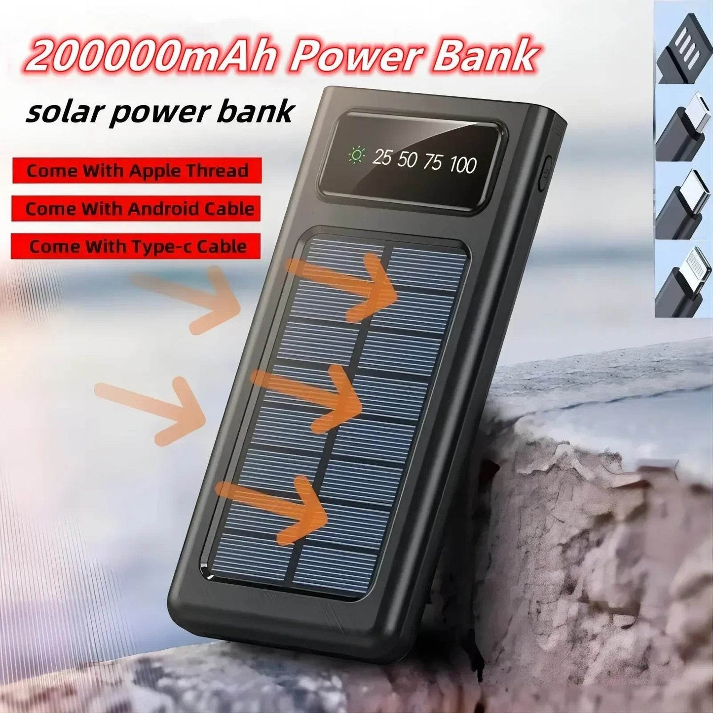 Banca de Putere Solară Xiaomi 200000mAh Ultra Capacitate - Venduqo