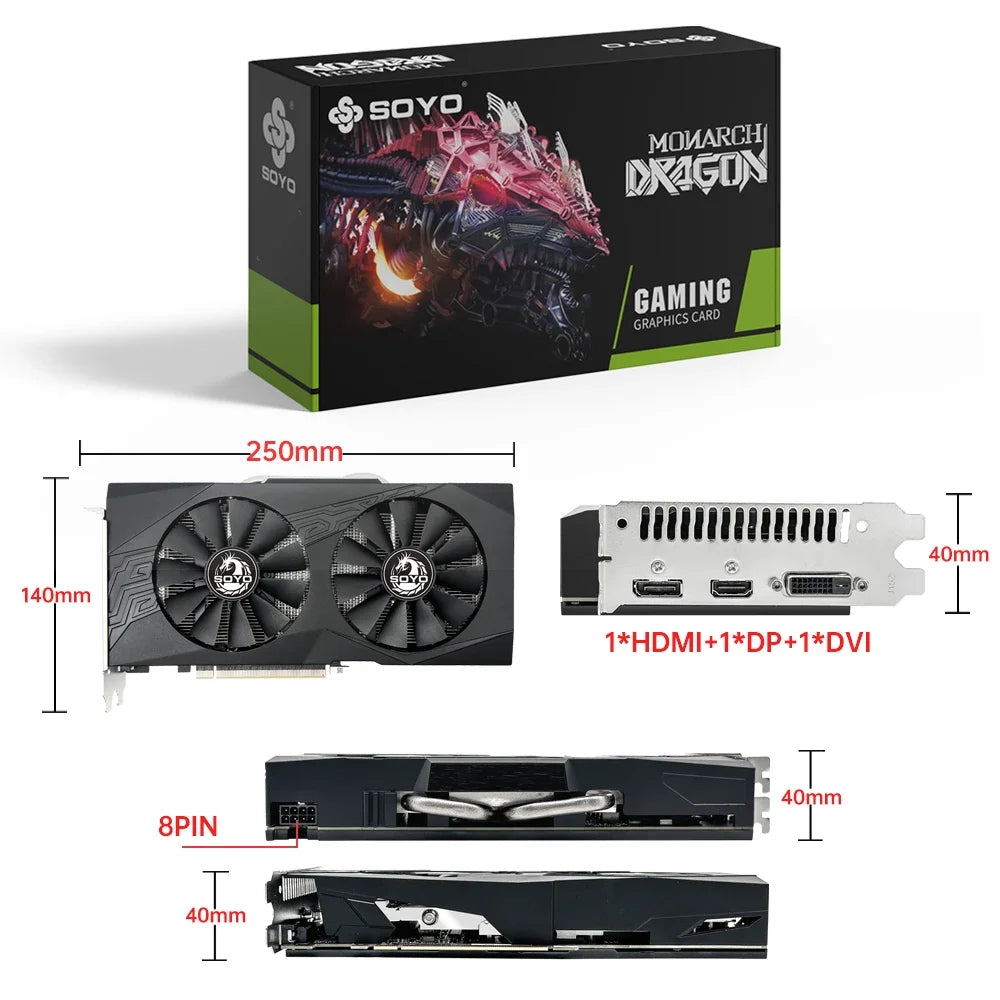 SOYO Radeon RX580 8G GDDR5 Gaming Graphics Card