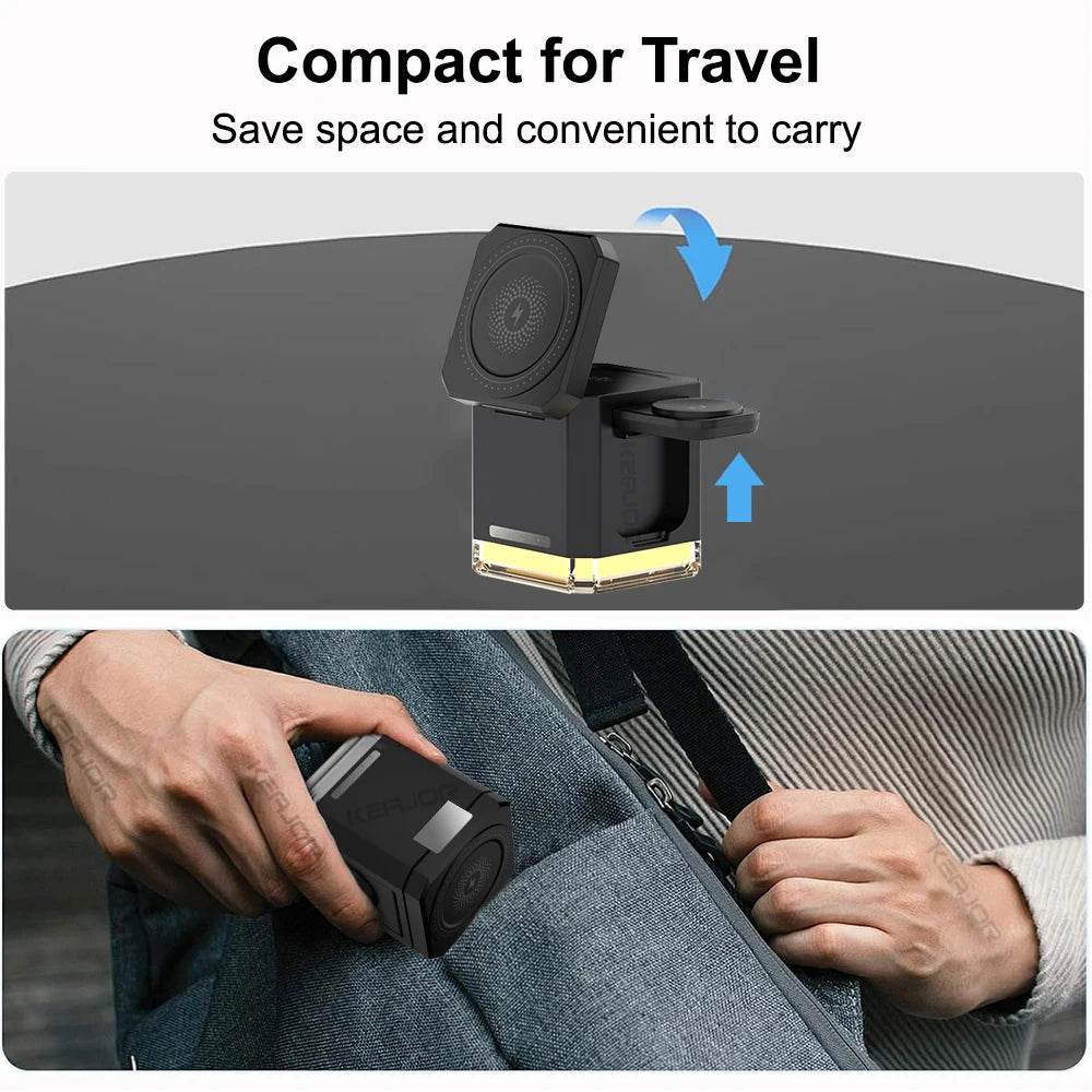 Încărcător Wireless 3 în 1 cu Suport Magnetic pentru iPhone 16-12 - Venduqo