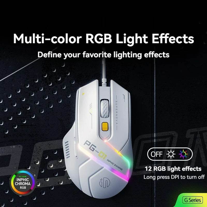 Mouse Gaming Wired Inphic PG1 cu RGB și Macro - Venduqo