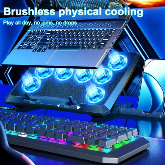 High-Performance Laptop Cooler with 8 Adjustable Fans