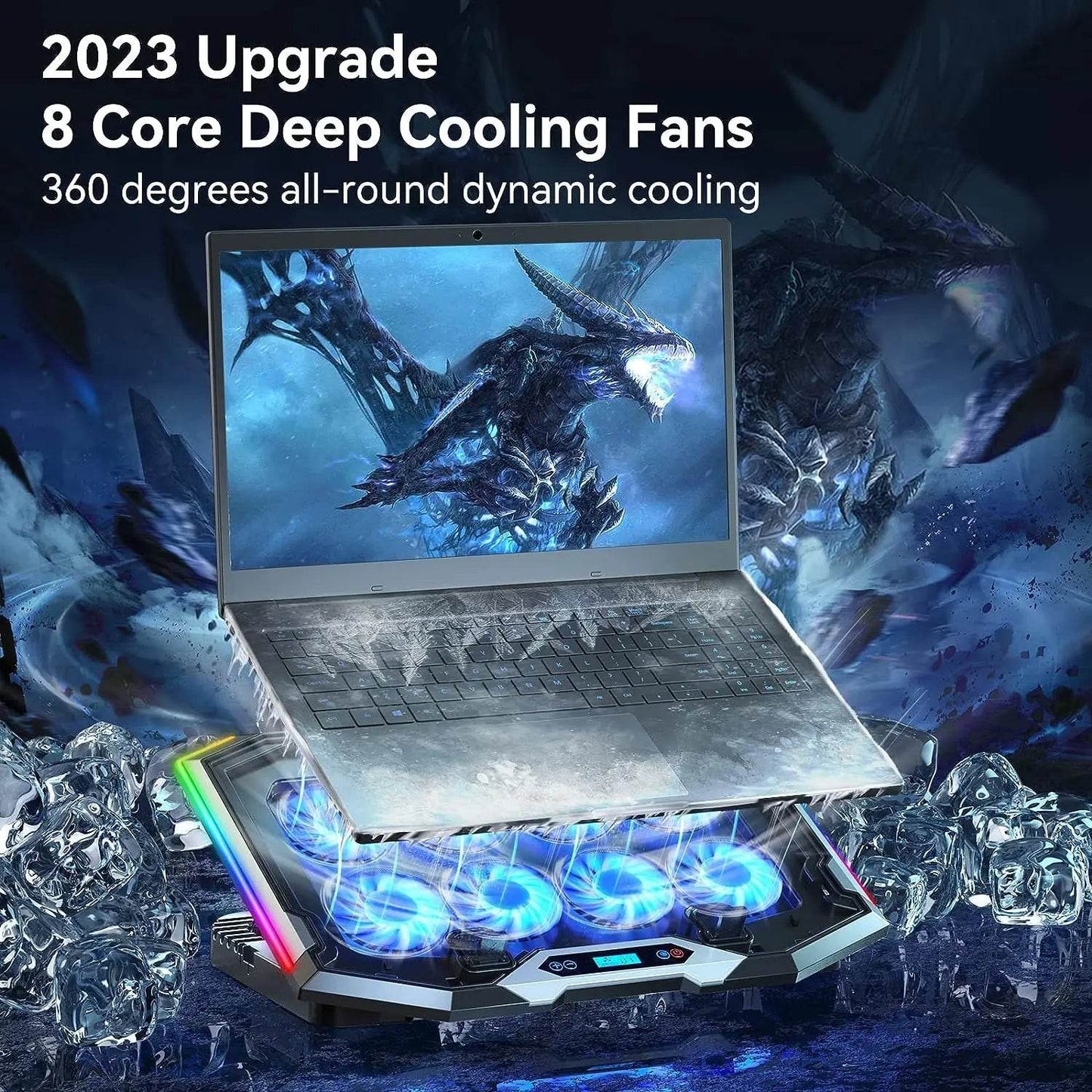 Pad de Răcire pentru Laptop de Gaming cu 8 Ventilatoare RGB - Venduqo