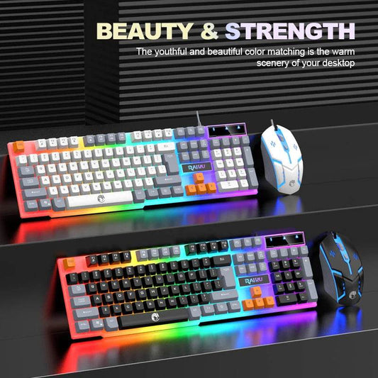 Set Tastatură și Mouse RAIKU T26 cu Iluminare RGB - Venduqo