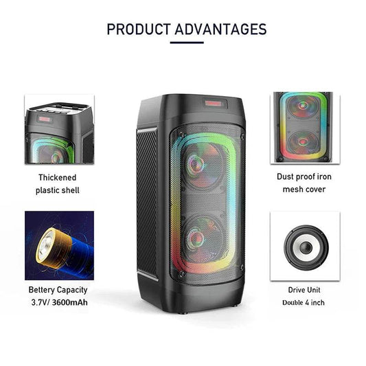 Boxă Bluetooth 50W cu Karaoke și Subwoofer 3D - Venduqo