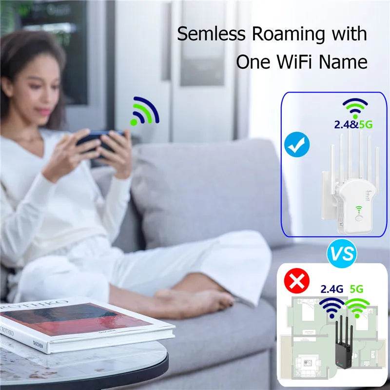 Repetitor WiFi 1200Mbps Dual Band Amplificator Semnal - Venduqo