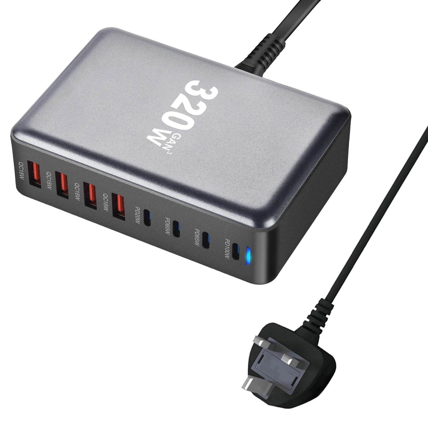 Încărcător GaN 320W USB C Rapid cu 8 Porturi - Venduqo