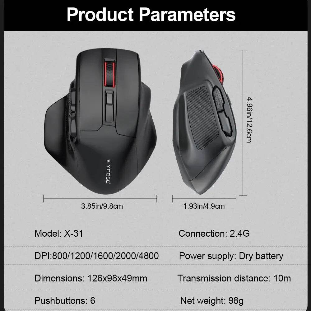 Șoarece de Gaming E-YOOSO X-31 Wireless USB 2.4G pentru Mâini Mari - Venduqo