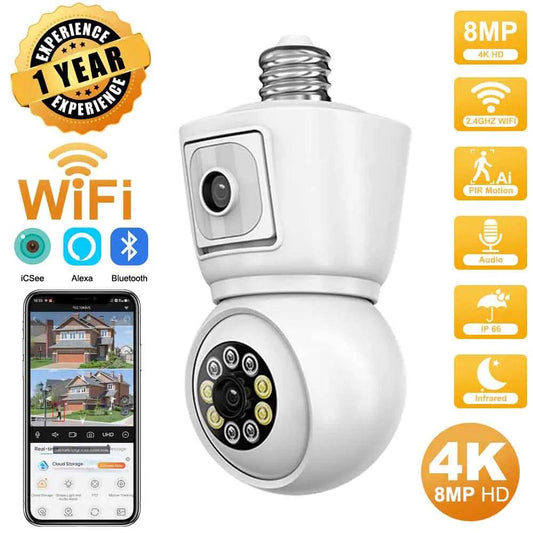 ICSEE E27 WiFi 4K 8MP Security Camera with Color Night Vision