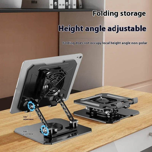 Suport Tableta Rotativ 360° cu Ventilator, Metal, Ajustabil - Venduqo