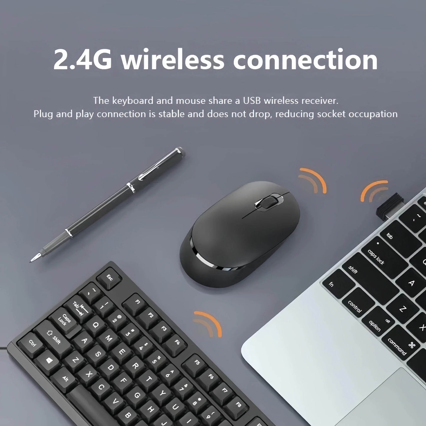 Set Tastatură și Mouse Wireless 2.4G, 104 Taste - Venduqo