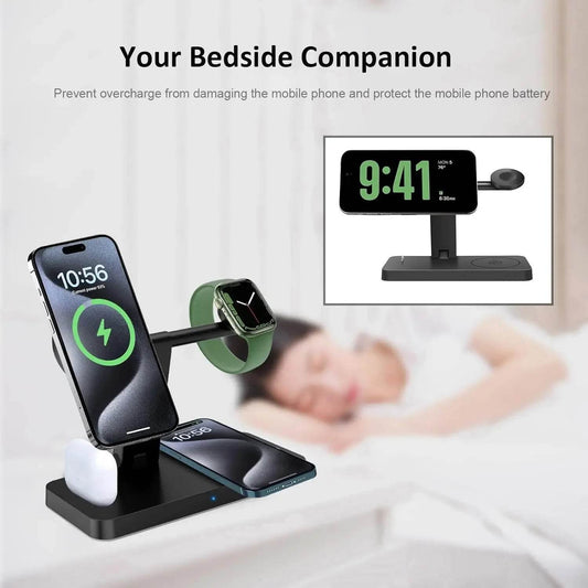 Încărcător Wireless Magnetic 4 în 1 pentru iPhone 12-15, iWatch și AirPods - Venduqo