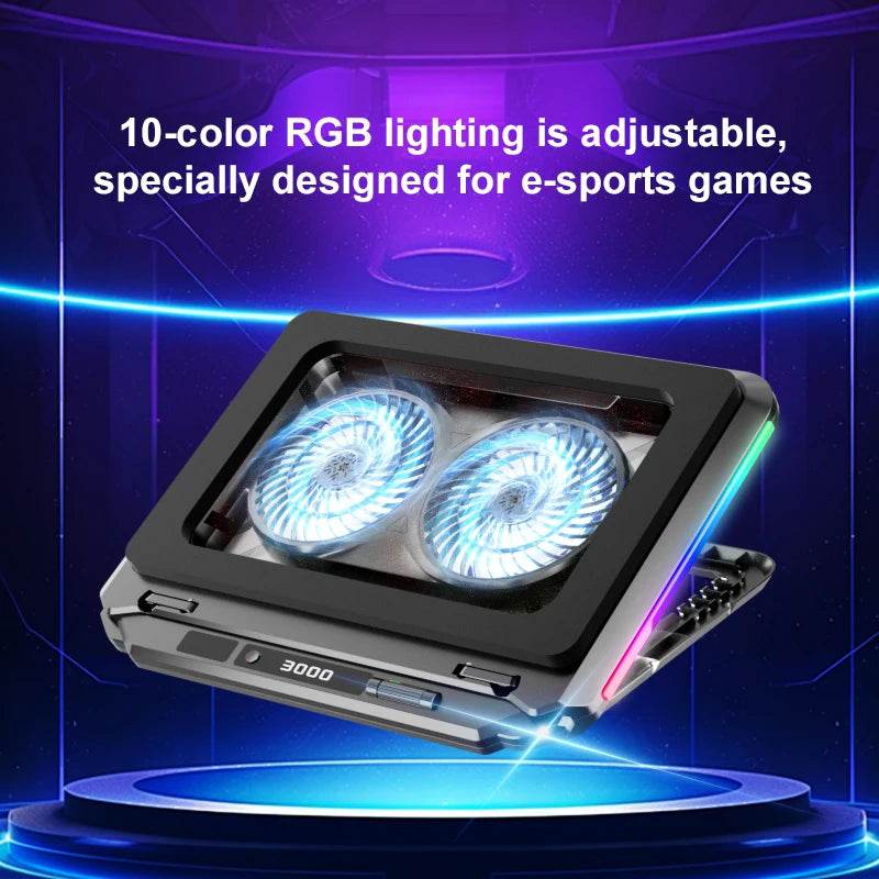 Răcitor Laptop Ergonomic D17 cu 2 Ventilatoare RGB - Venduqo