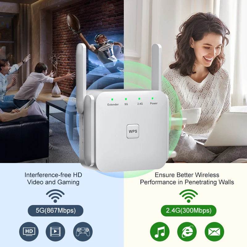Repeater WiFi 5G AC1200 - Extensor Wireless 1200Mbps - Venduqo
