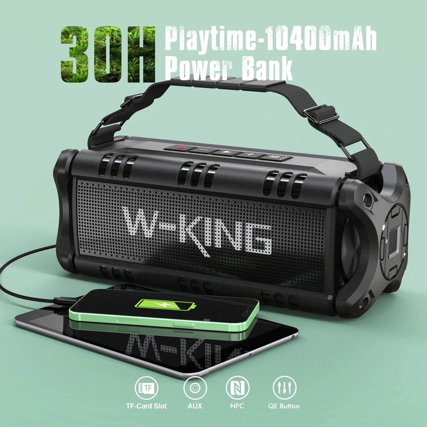 Difuzor Portabil Bluetooth W-KING D8 - 90W Peak, Waterproof - Venduqo