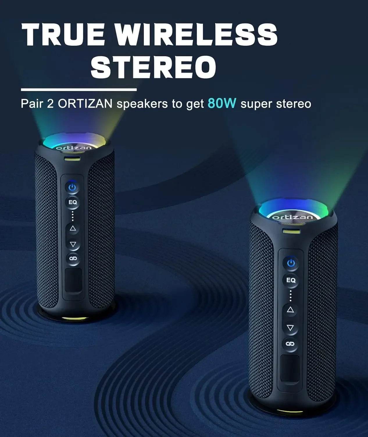 Ortizan 40W Boxe Portabile Bluetooth IPX7 cu Lumini LED - Venduqo