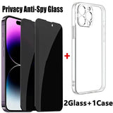 2PCS Anti-Spy Glass & 1PC Protective Case for iPhone 11-15 Pro Max
