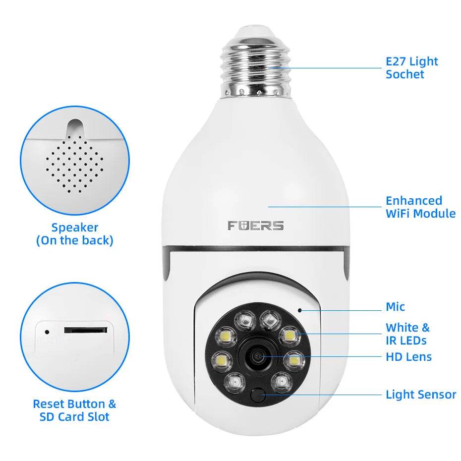 Cameră Supraveghere Bulb E27 cu Viziune de Noapte Color - Venduqo