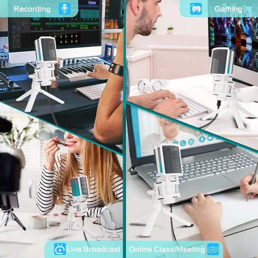 Microfon USB Condensator ZealSound - Mic RGB pentru Streaming PC & Mac - Venduqo